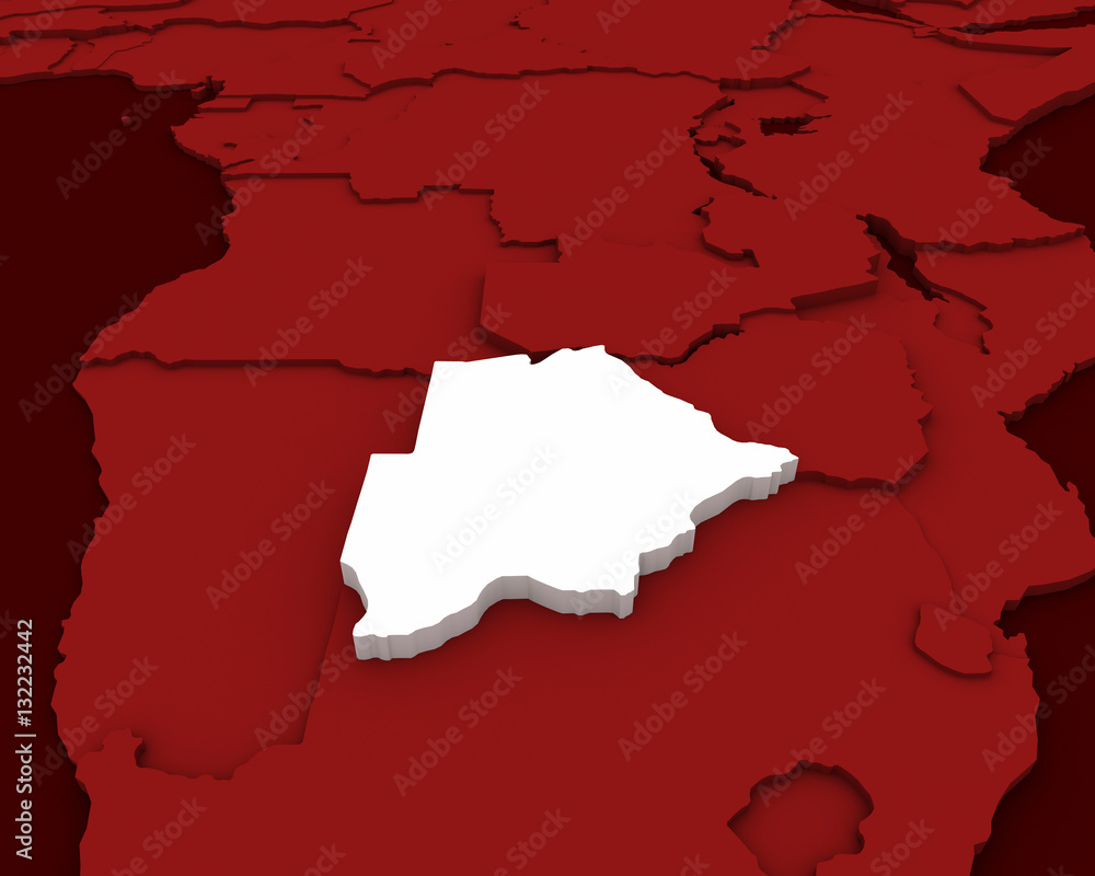 Obraz premium botswana map 3D illustration