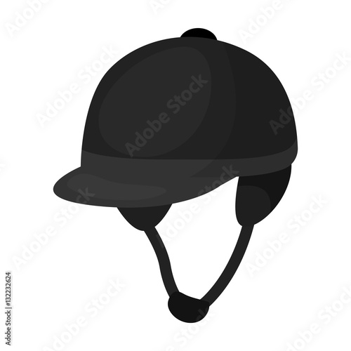 Jockey's helmet icon in monochrome style isolated on white background. Hippodrome and horse symbol stock vector illustration.