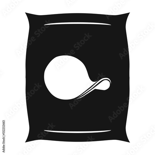 Potato chips icon in black style isolated on white background. Pub symbol stock vector illustration.