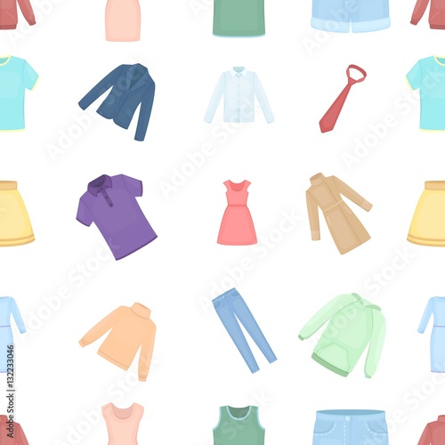 Clothes pattern icons in cartoon style. Big collection clothes vector symbol stock illustration