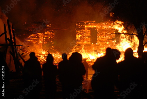 conflagration / Burning/ firefighters /fire, people on fire