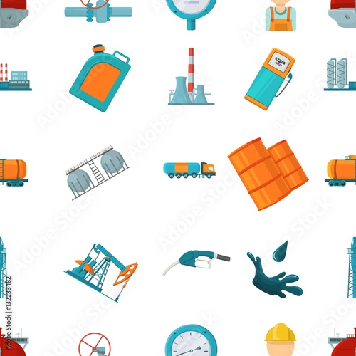 Oil industry pattern icons in cartoon style. Big collection of oil industry vector symbol stock illustration