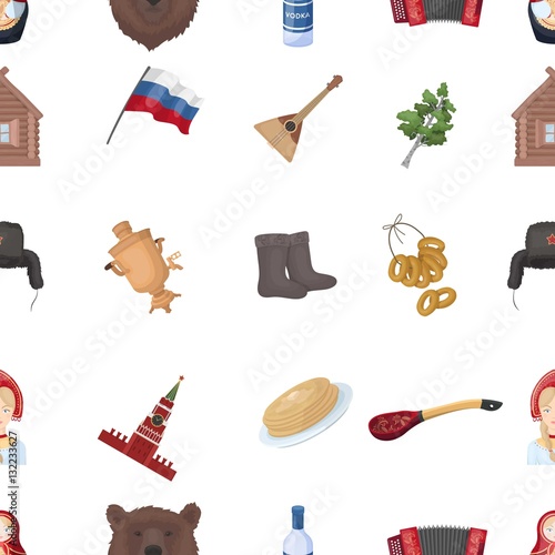 Russia country pattern icons in cartoon style. Big collection of Russia country vector symbol stock illustration