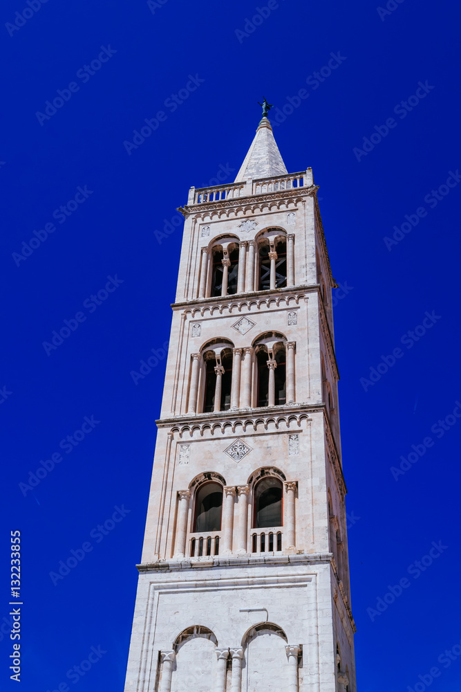 Bell tower of St. Anastasia church in Zadar, Croatia