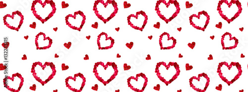 repeating patterns of red hearts rose petals  for Valentine's Da