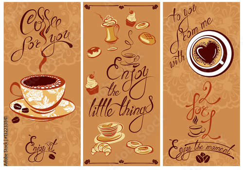 Set of Template Flayer or Menu design for coffeehouse. Backgroun