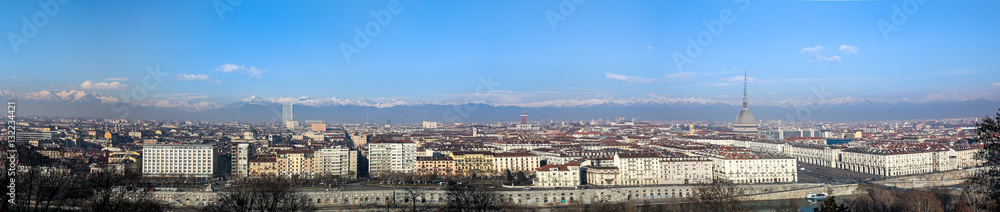 View of Torino, Italy from Monte dei Cappuccini