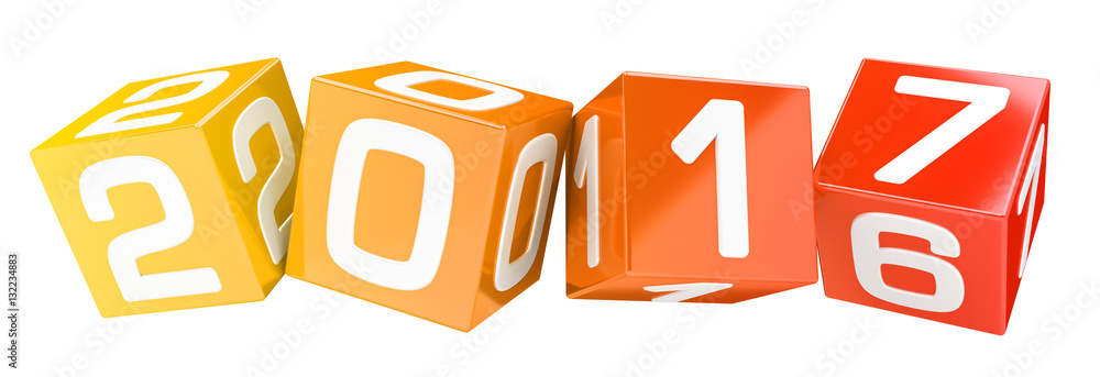 3D rendering 2017 cubes new year eve illustration
