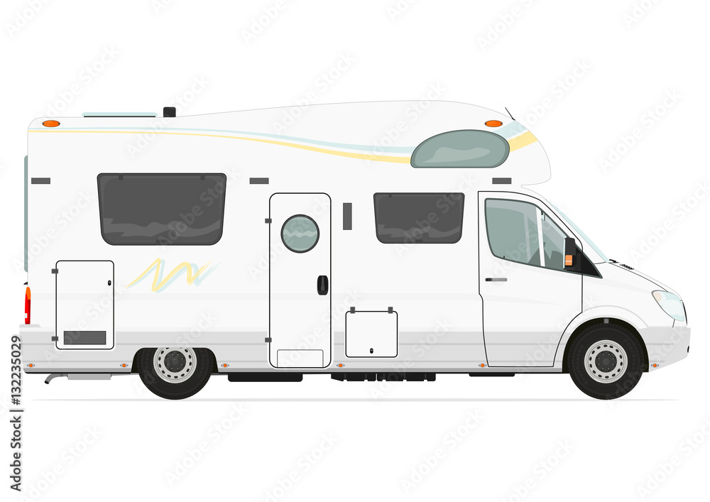 Camper. Side view. Flat vector.