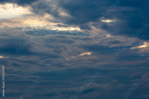 Color of dramatic sky with stormy sunset clouds. © kaiskynet