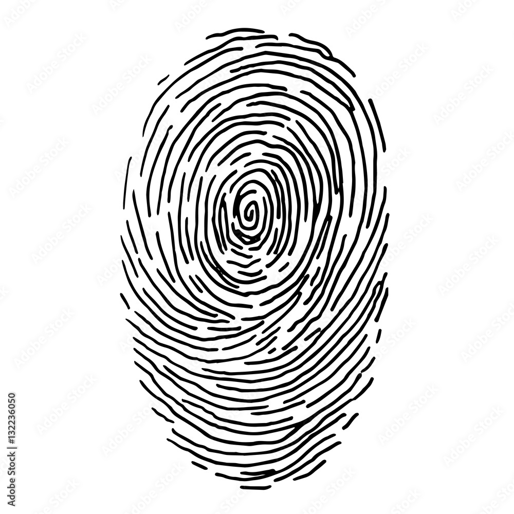 Vector fingerprint sketch. drawn outline with human finger print Stock Vector | Adobe