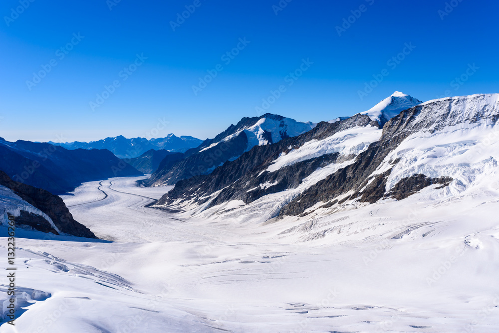 Aletsch glacier - ice landscape in Alps of Switzerland, Europe