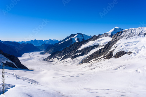 Aletsch glacier - ice landscape in Alps of Switzerland, Europe
