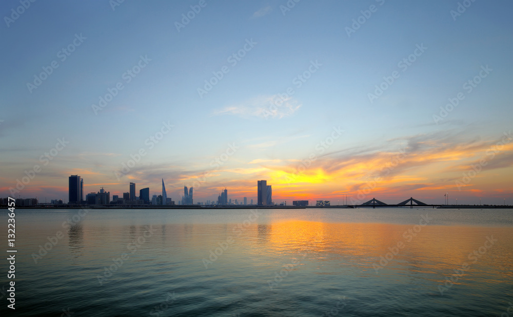 Bahrain skyline during sunset