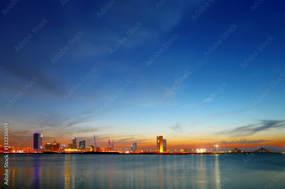 Bahrain skyline during blue hours