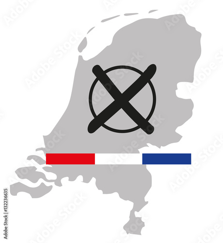 Wahlkreuz Niederlanden mit Holland Umriss