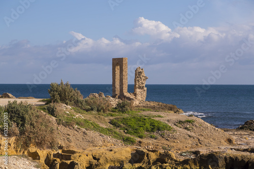View from the coastal town ...