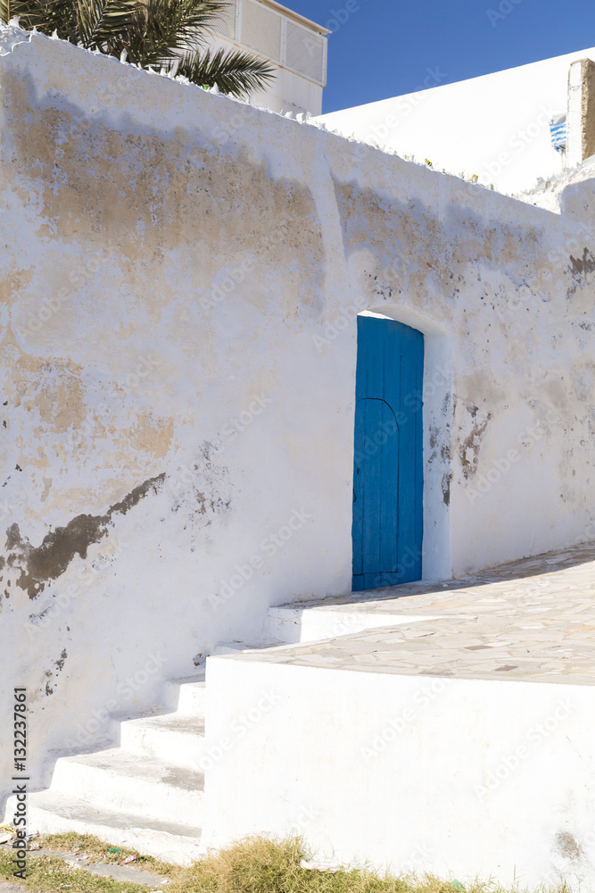 Naklejka premium Traditional ornamental Tunisian door, detail from typical Mediterranean Arabic architecture