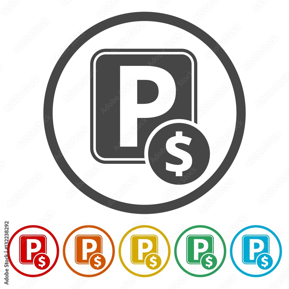 Parking Icon Vector, Paid parking icon Parking Icon Vector, Paid parking icon