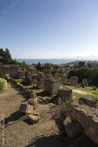 Ancient ruins in district of Punic Byrsa in Carthage ancient site of Tunis, Tunisia.
