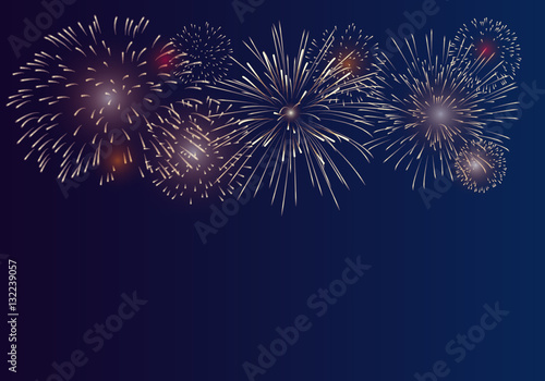 Brightly Colorful Fireworks on twilight background