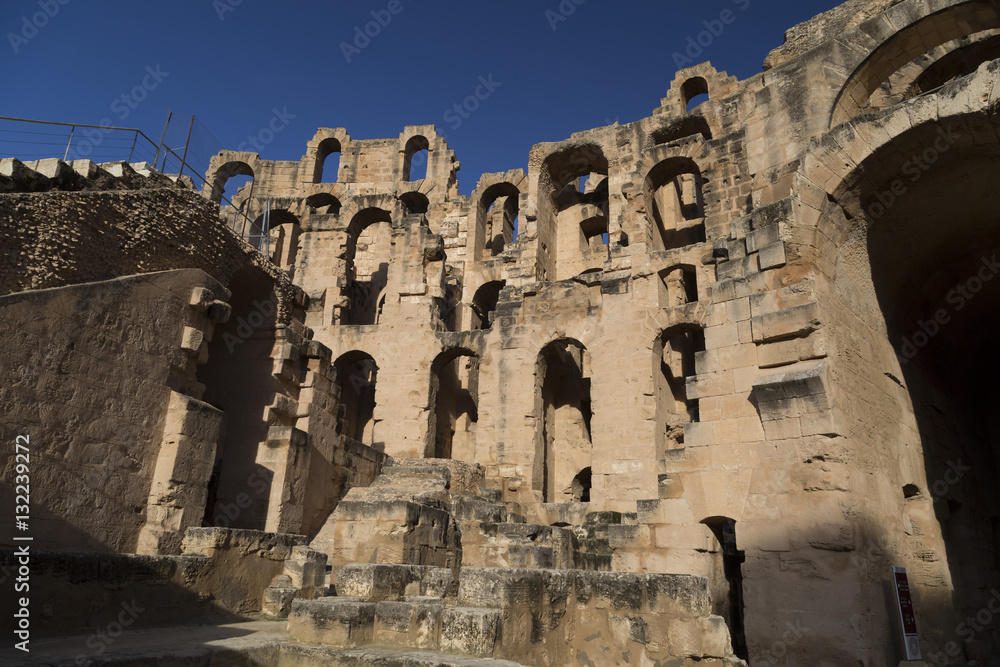 The Roman amphitheater of Thysdrus in El Djem (or El-Jem), a town in Mahdia governorate of Tunisia.The ancient structure has been a World Heritage Site since 1979. The Roman amphitheater of Thysdrus in El Djem (or El-Jem), a town in Mahdia governorate of Tunisia.The ancient structure has been a World Heritage Site since 1979.