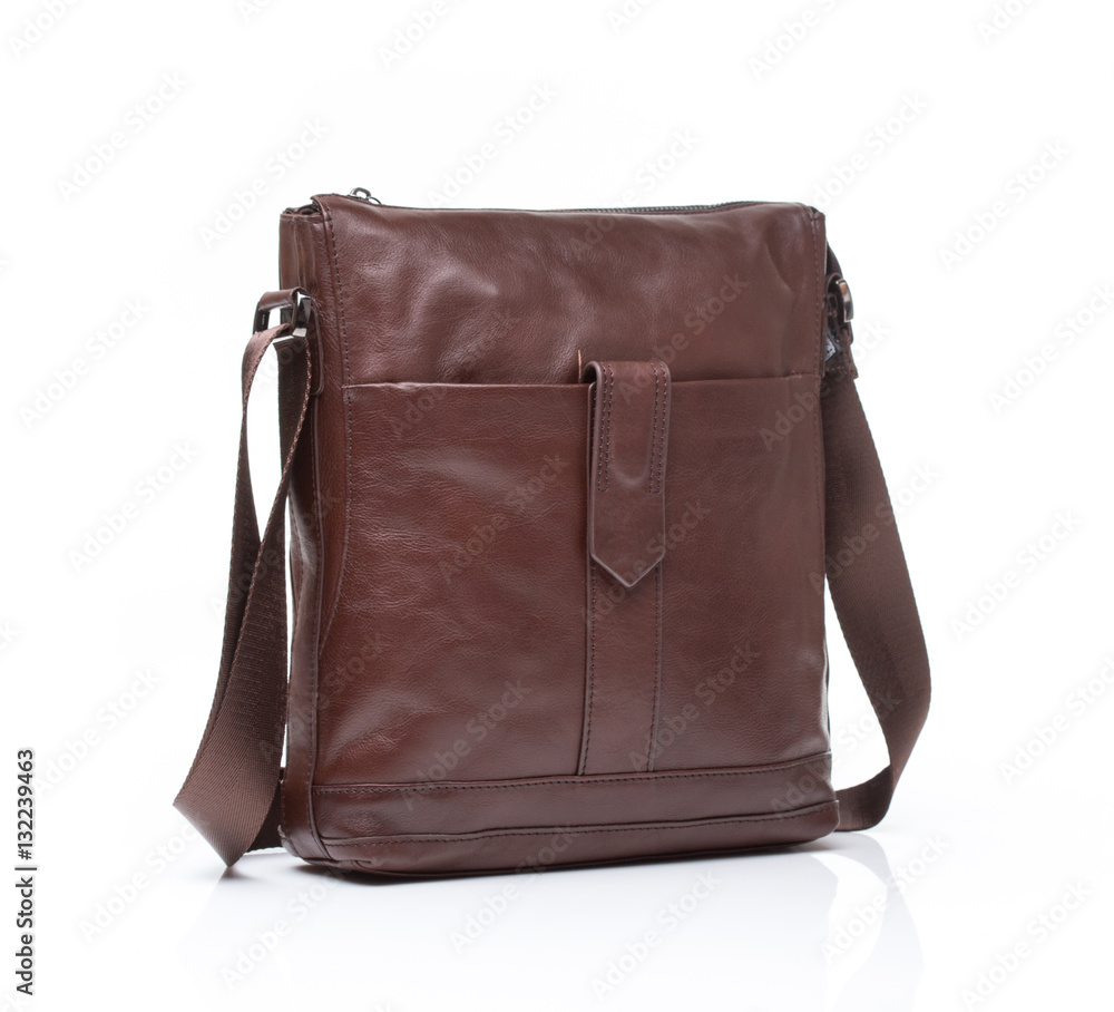 Naklejka premium brown leather men casual or business bag