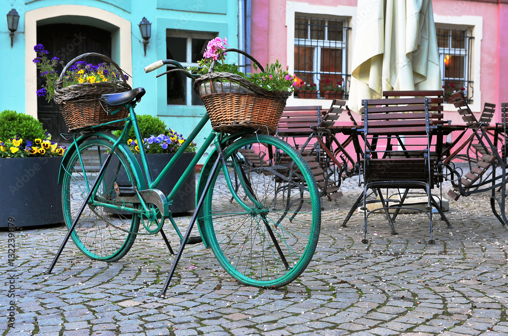 Colorful bike in the street