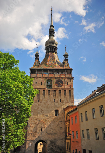 Summer view of a tower in Sighisoara