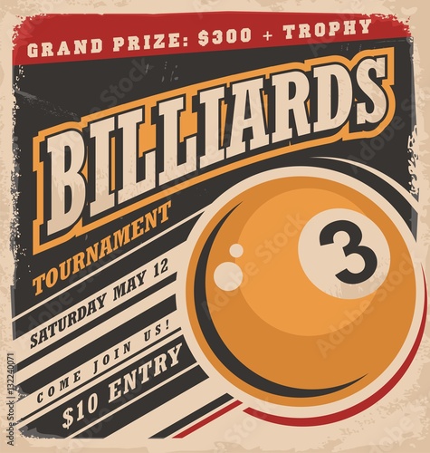 Billiards retro poster design layout