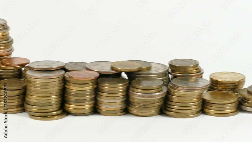 Brunei flag waving with stack of money coins Brunei flag waving with stack of money coins
