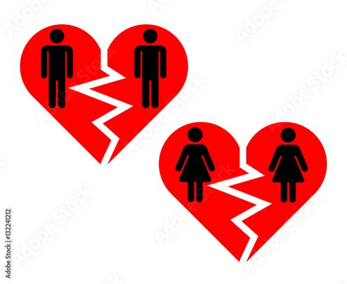 Broken heart gay pairs icons