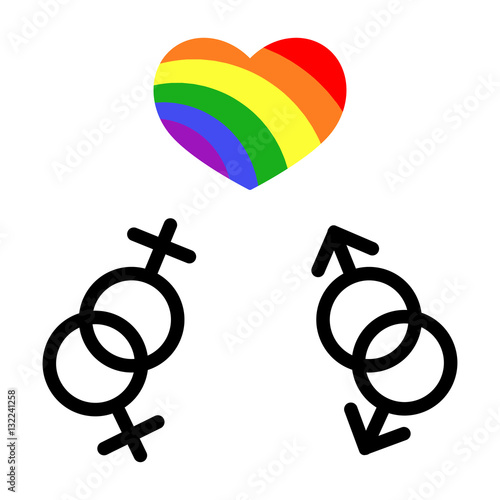 Vector gay LGBT rainbow heart and love symbols