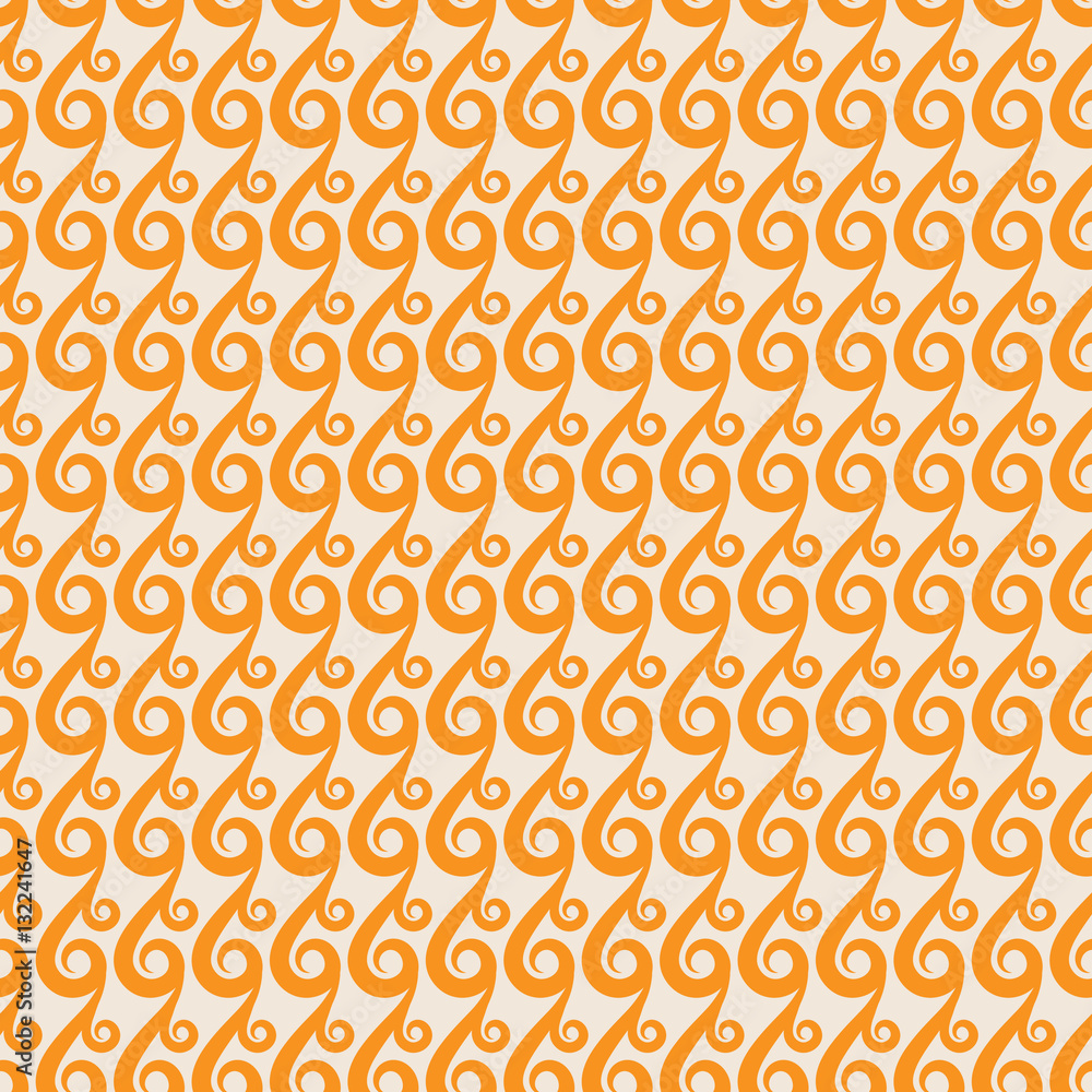 Fototapeta premium Orange vector swirls seamless pattern