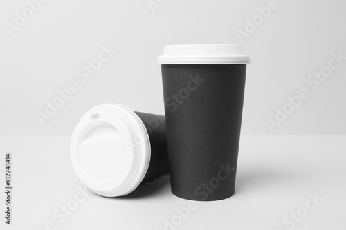 Black paper cups mockup