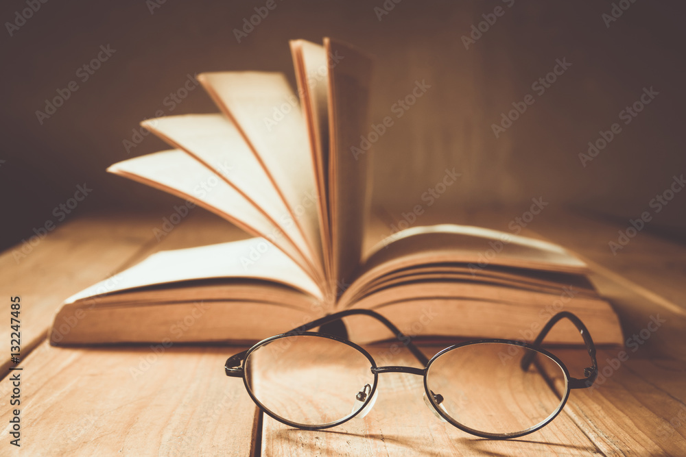 glasses and book