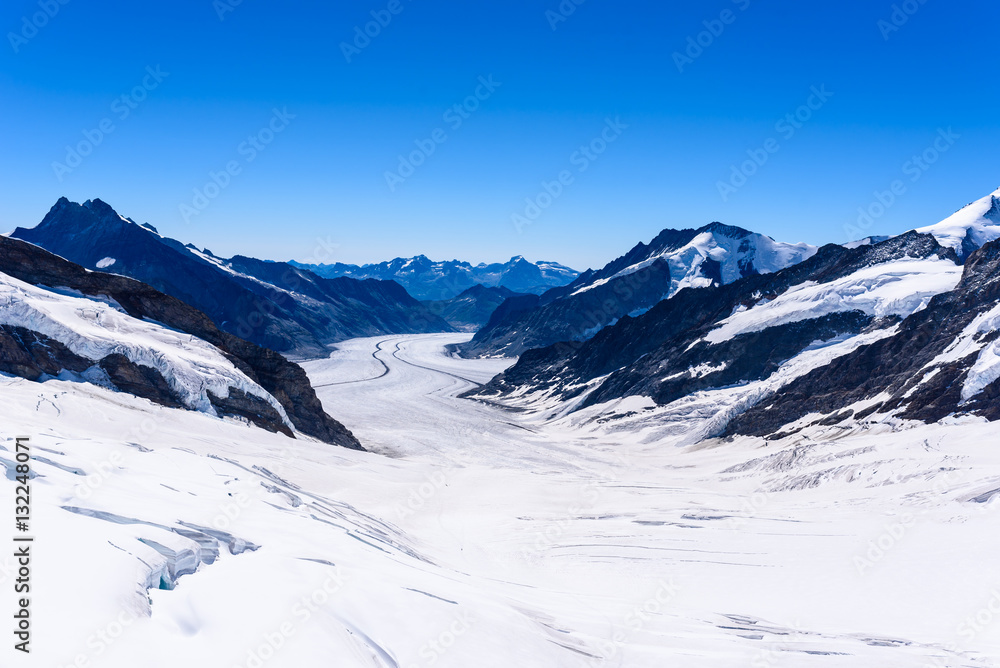 Aletsch glacier - ice landscape in Alps of Switzerland, Europe Aletsch glacier - ice landscape in Alps of Switzerland, Europe