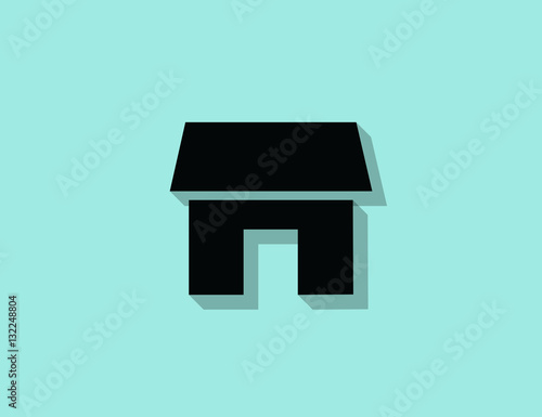 Vector flat modern home icon with long shadow