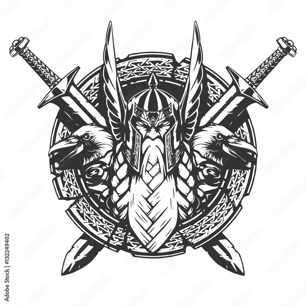 God Odin illustration tattoo style Αφίσα | Europosters.gr