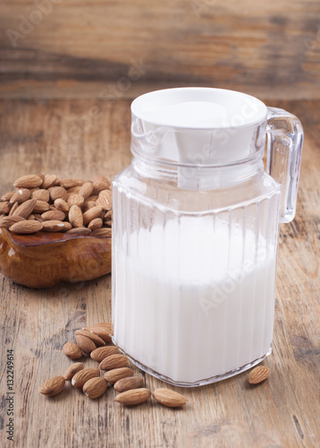 Almond milk in a glass jar