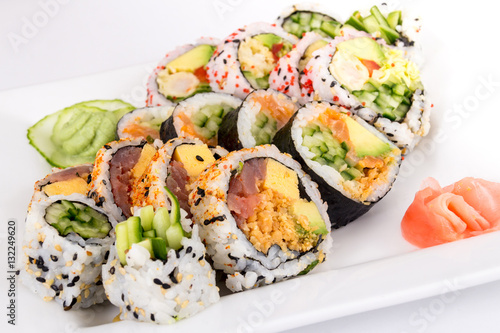 various fish sushi plate