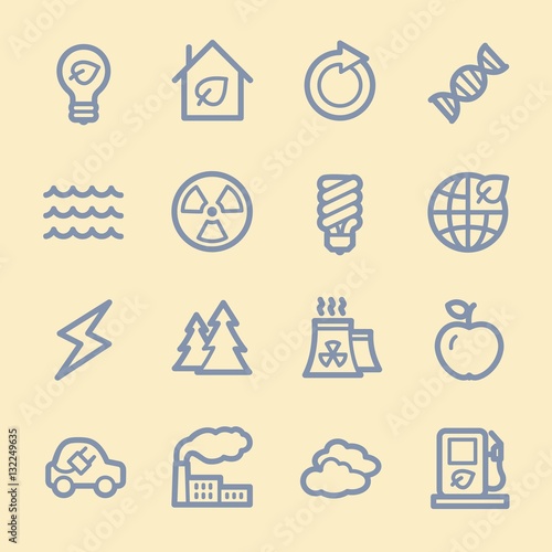 Ecology web icons.  Green technology, environment protection and