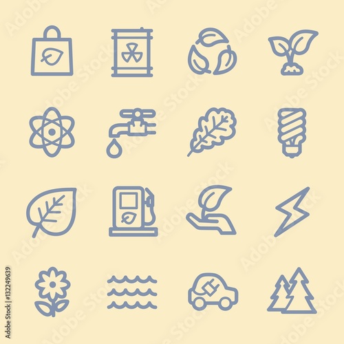 Ecology web icons.  Green technology, environment protection and