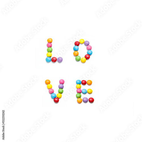 Word ''Love'' made from multicolored sweets candy