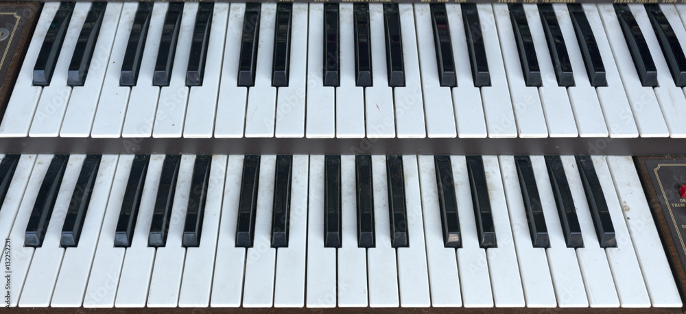 Two tier musical instrument keyboard. Horizontal. Two tier musical instrument keyboard. Horizontal.
