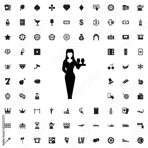 Casino girl icon illustration