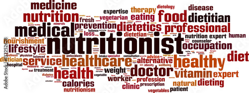 Nutritionist word cloud concept. Vector illustration