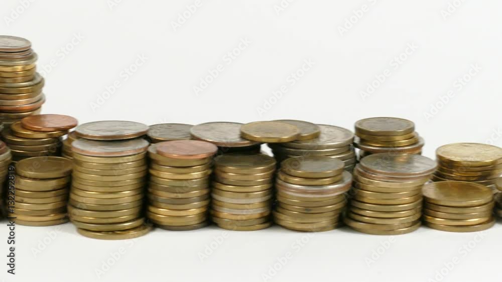 Bangladesh flag waving with stack of money coins Bangladesh flag waving with stack of money coins