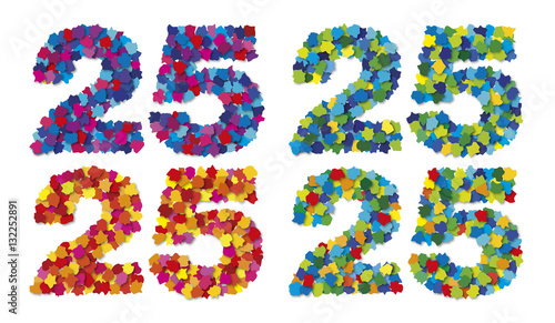 Zahlen aus bunten Papierschnipseln