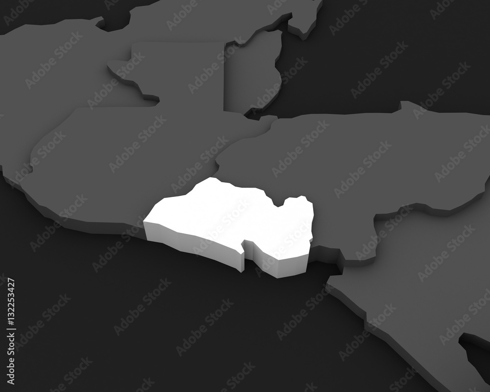 Fototapeta premium EL salvador map 3D illustration